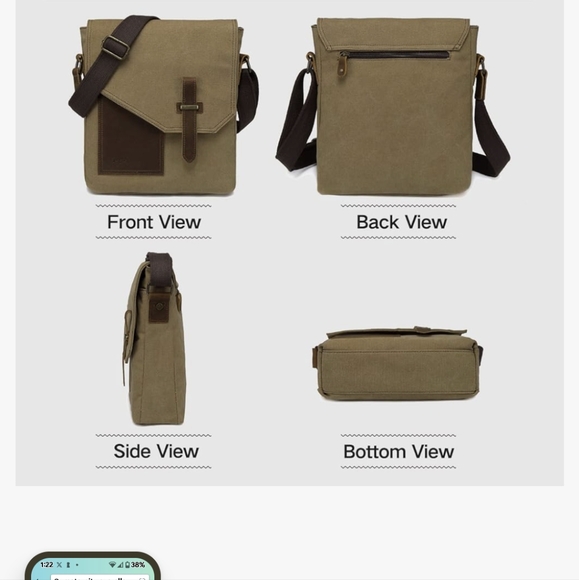 Messenger Bag,VASCHY Vintage Shoulder Bag Small Canvas Leather Lightweight Cross - Picture 5 of 10